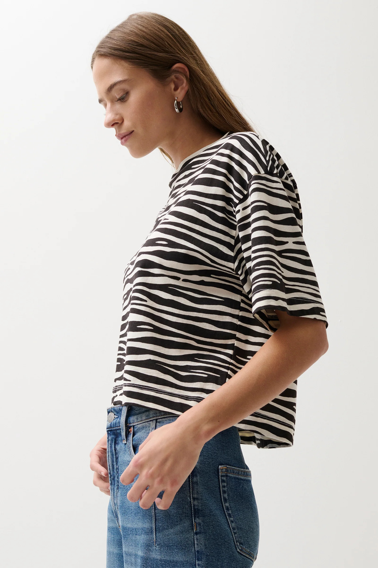 Mae Cropped Tee - Zebra | Pistola Denim