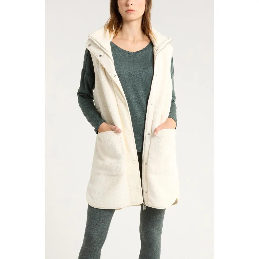 Zella Longline Faux Shearling Vest in Ivory Egret at Nordstrom Rack, Size Small | Nordstrom Rack