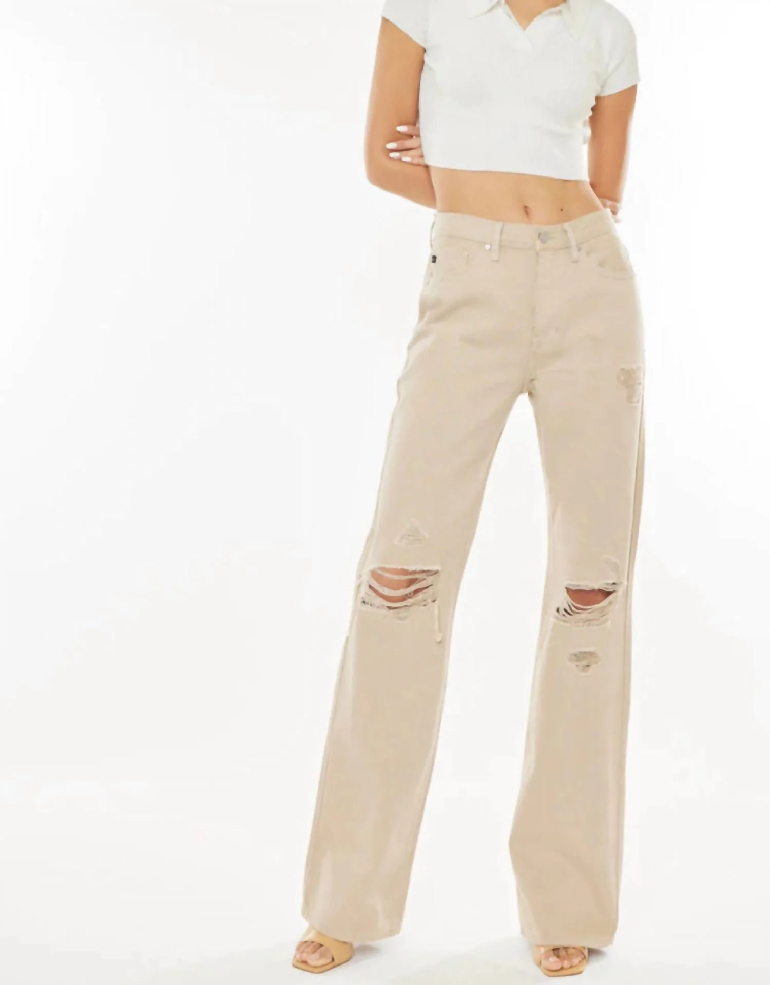 Montana Ultra High Rise 90's Flare Jeans In Taupe | Shop Simon