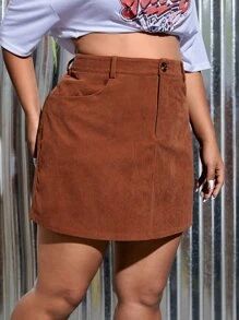 Plus High Waist Corduroy Skirt
   SKU: sf2206106856862976      
          (5 Reviews)
           ... | SHEIN