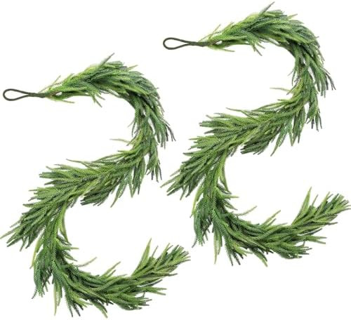 6 FT Christmas Garlands Norfolk Pine Garland Real Touch Artificial Greenery Garland for Table Man... | Amazon (US)