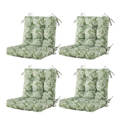Outdoor Chair Cushions Set Of 4,20"X4",Low Backtufted Thick Outdoor Lawn Seat Cushion With Ties For Patio Furniture,Floral | Wayfair North America