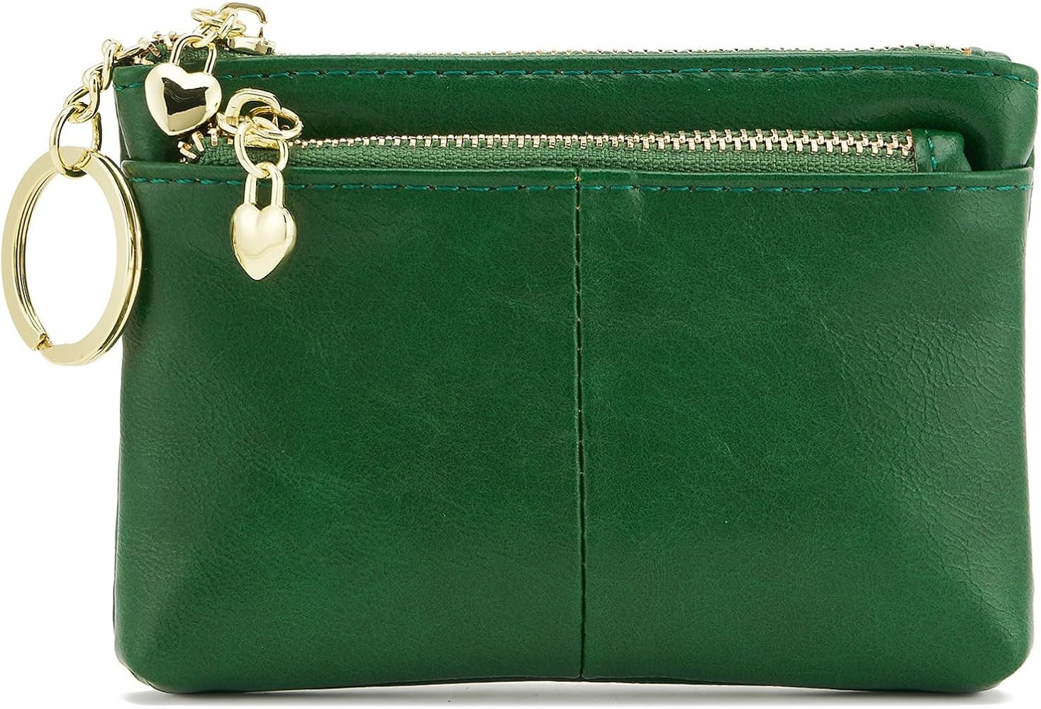 ZOOEASS Women PU Leather Zip Mini Coin Purse With Key Ring Triple Zipper Card Holder Wallet(Green... | Amazon (US)