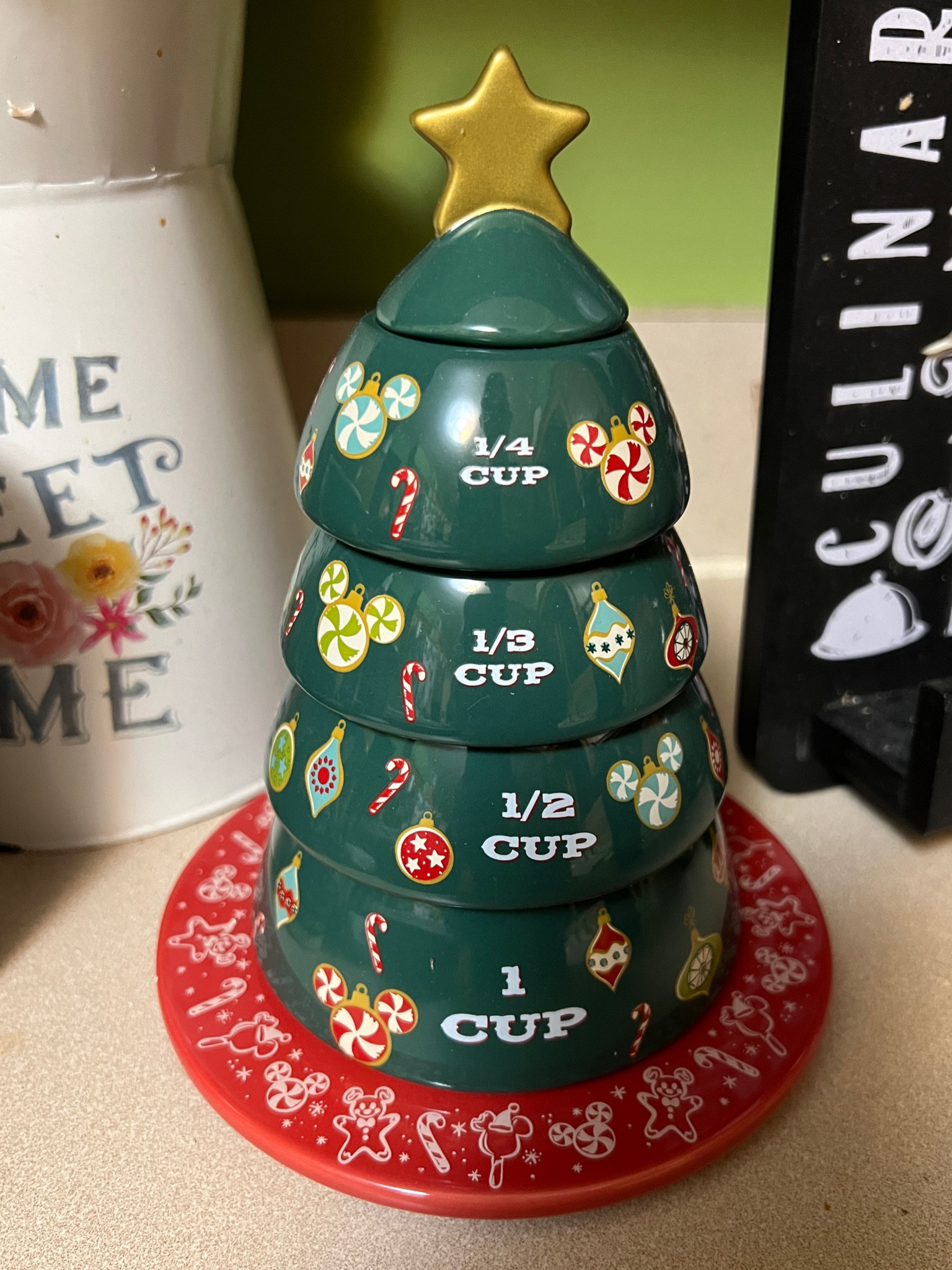This Disney Christmas tree measuring cup set is too cute! I just have it on the kitchen counter to add some Christmas decor to my kitchen! 

#LTKhome #LTKSeasonal #LTKHoliday