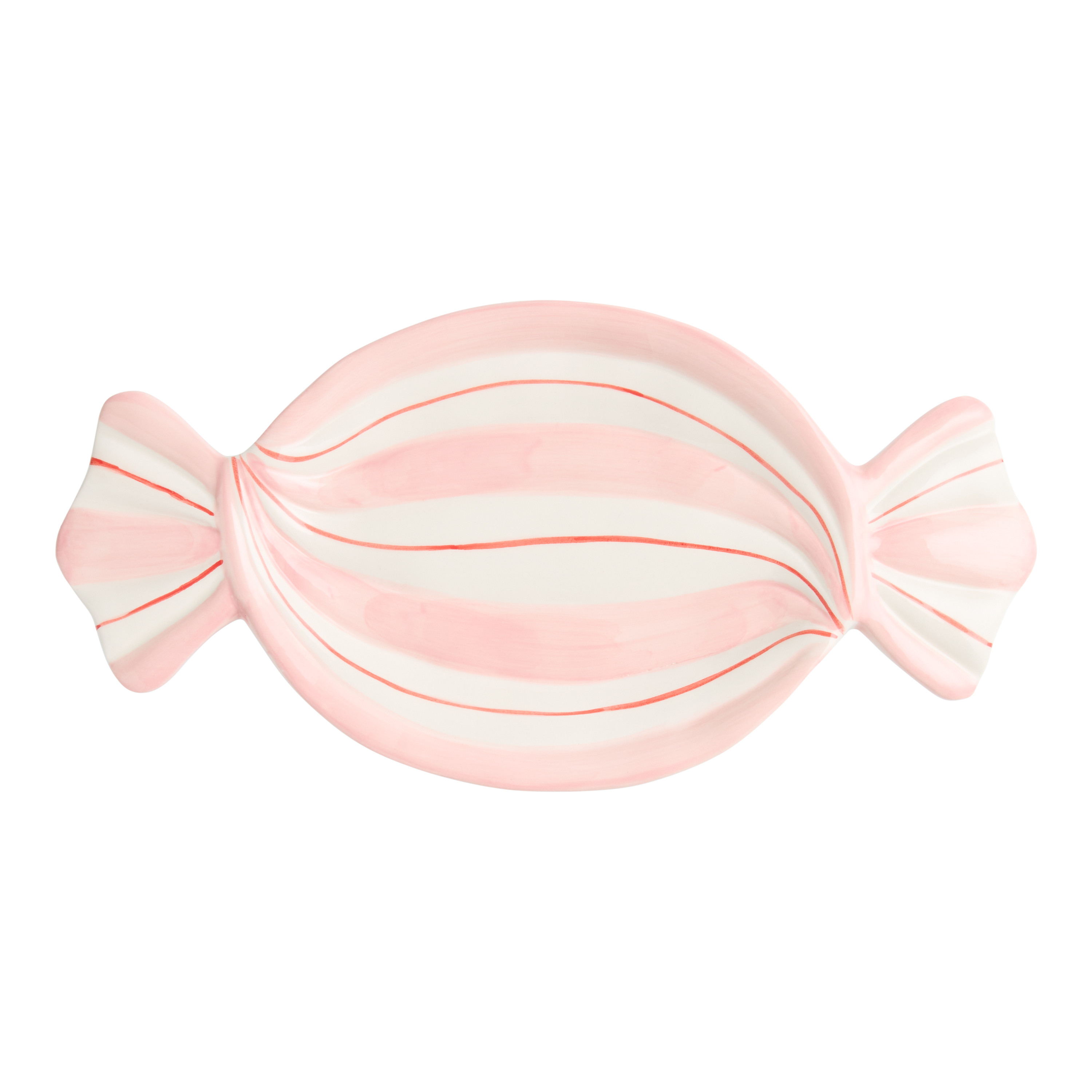Pink Peppermint Candy Hand Painted Figural Serving Platter | World Market