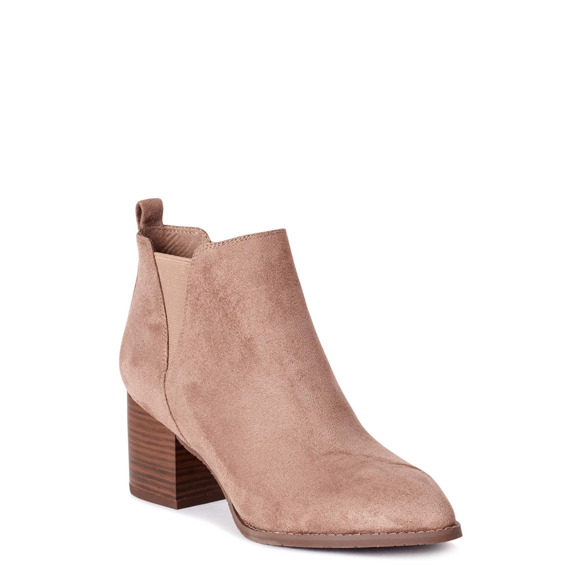 Melrose Ave Vegan Suede V Gore Block Heel Bootie (Women's) | Walmart (US)