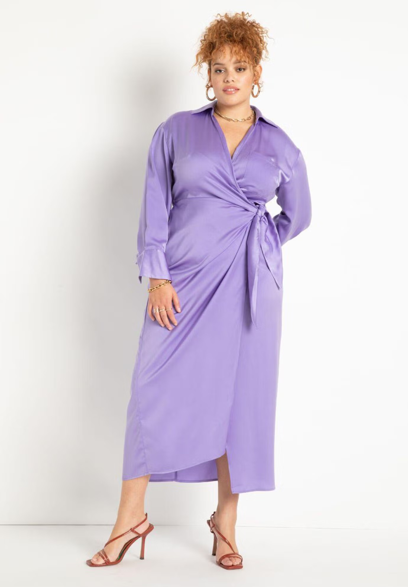 Satin Maxi Wrap Dress | Eloquii