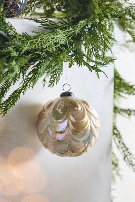 Scalloped Gold Globe Ornament | Anthropologie (US)