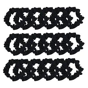 Set of 24 Black Satin Hair Scrunchies for Women Elastic Hair Ties Small Hair Bobbles Fabric Hair ... | Amazon (US)
