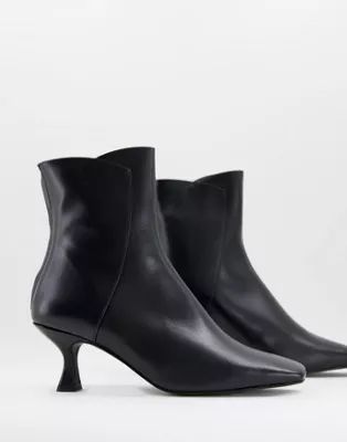 Whistles Wade square toe leather boot in black | ASOS (Global)