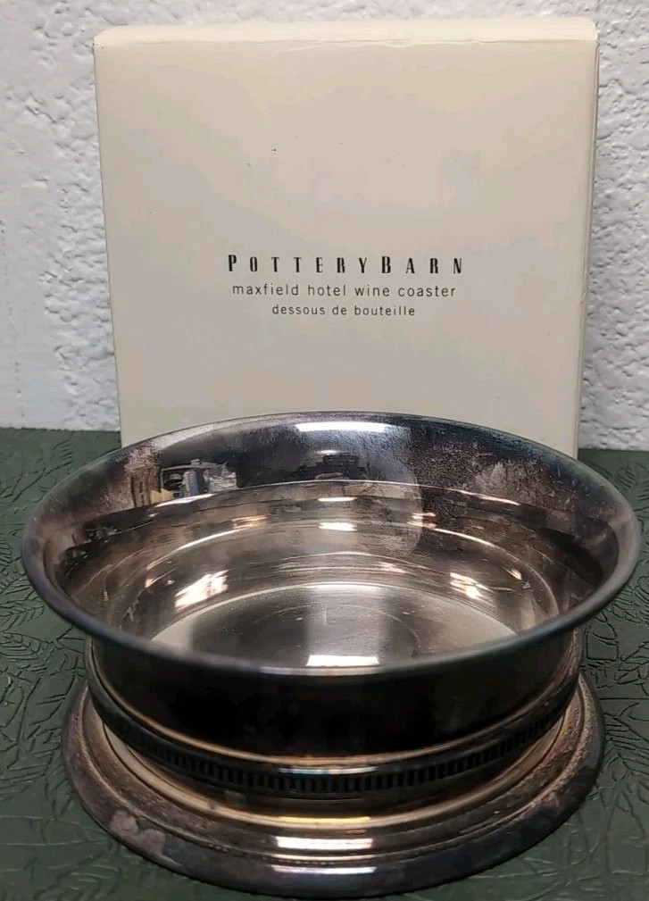 Pottery Barn Maxfield Hotel Wine Coaster Silver Plated In Box | eBay US
