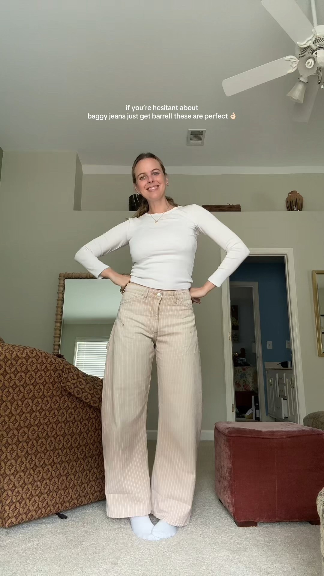 Love these barrel jeans!! Wearing a size 27 but probably would’ve sized up if I wanted more of a baggy look. Definitely fits TTS 

#LTKsummer #LTKmodest #LTKspring