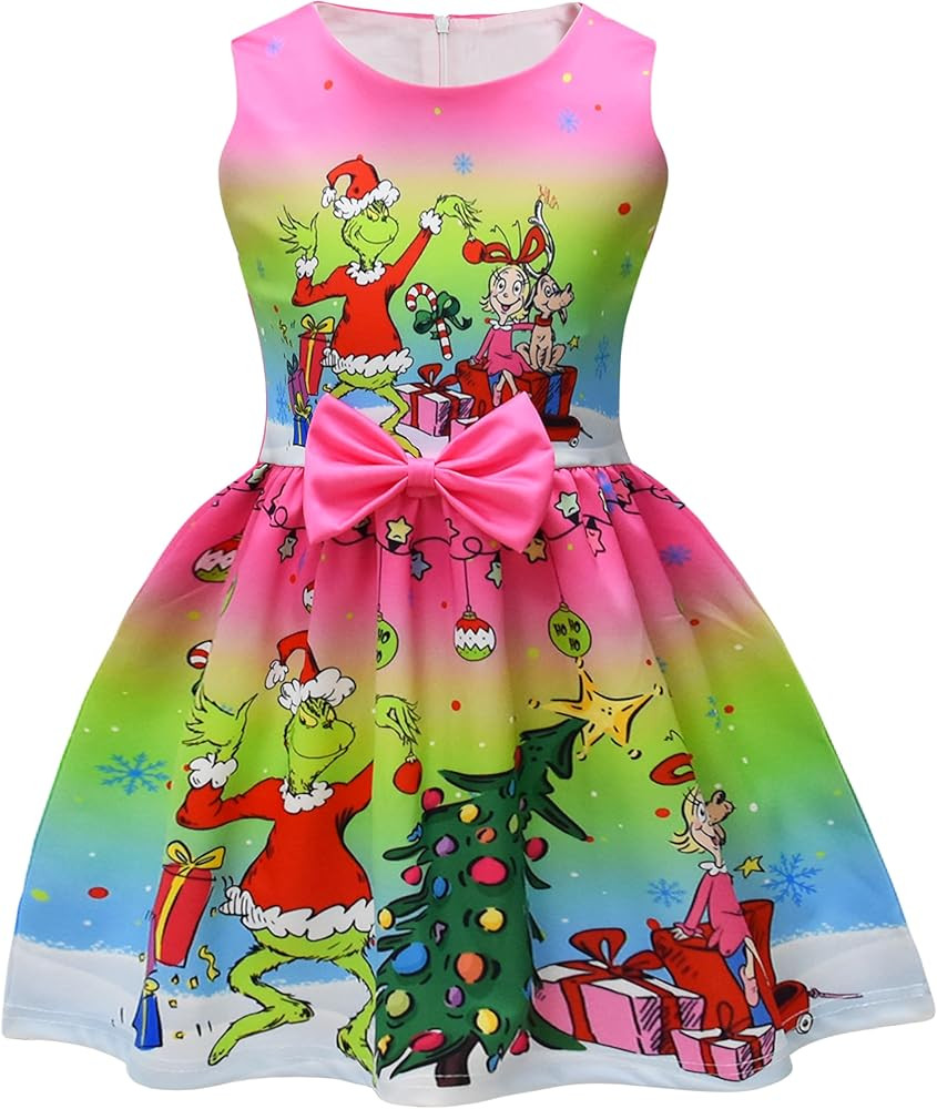 Cute Christmas Outfit for Little Girls - Sleeveless Princess Holiday Party Dress 3-10 Years | Amazon (US)