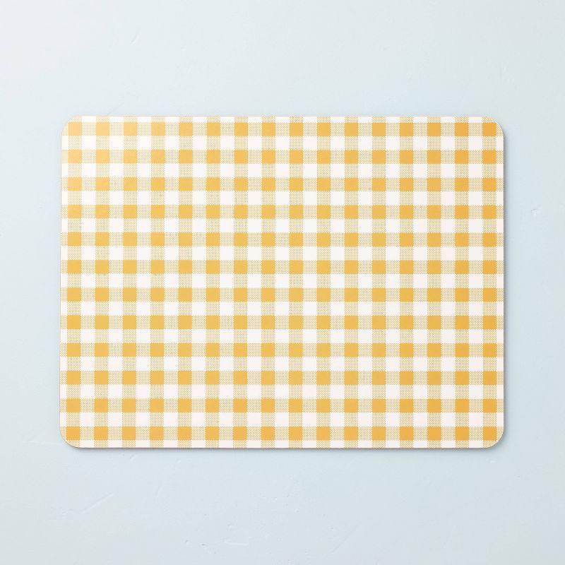 Gingham Wipeable Corkboard Placemat Gold/Cream - Hearth & Hand™ with Magnolia | Target