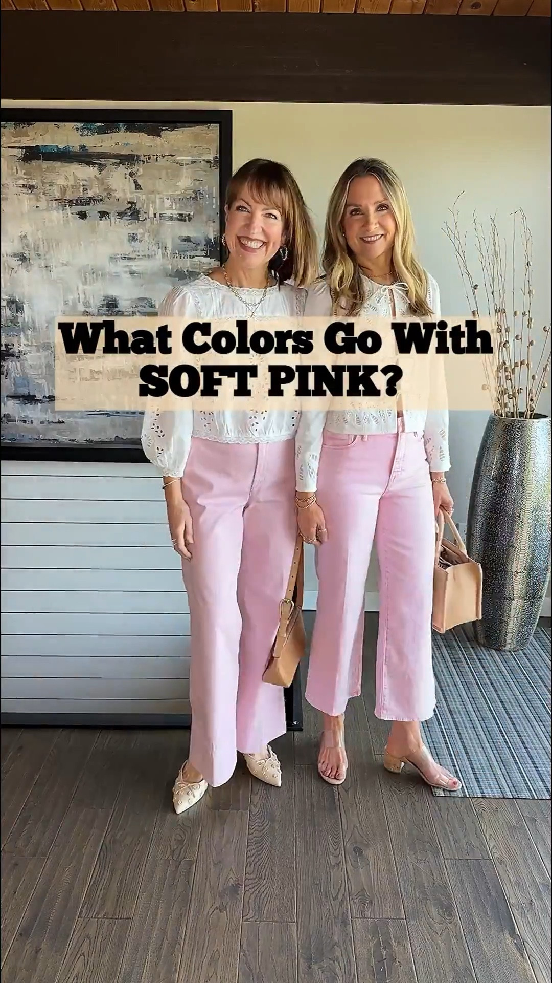 Comment PINK for links! Must be following our account to receive this message!⚠️// Next in our series of what to wear with trending colors, we’re styling pink pants!!🌸💕
Light pink goes with so many colors and patterns! While we love pink, we didn’t like it with a couple colors. Light blue looks too much like a gender reveal, and we think black and pink is a bit harsh. 
We love my @spanx wide leg full length trousers, and Julie’s @goodamerican cropped wide leg pants are so flattering! We also linked some other pink pants and our cute tops, shoes and accessories!! 

HOW TO SHOP:🛍️🛍️
-Comment PINK for outfit links!
-Click the link in our bio to shop!
-Watch our stories for links!

Spanx trousers, Good American, pink pants, pink wide leg pants, spring outfit, workwear, white blouse, Dolce Vita, Coach, Clare V, Sezane, Target, Gap, Amazon tops, Zara, Splendid, Mephisto #ltkover40 #ltkfindsunder50

#LTKWatchNow 

#LTKStyleTip #LTKWorkwear