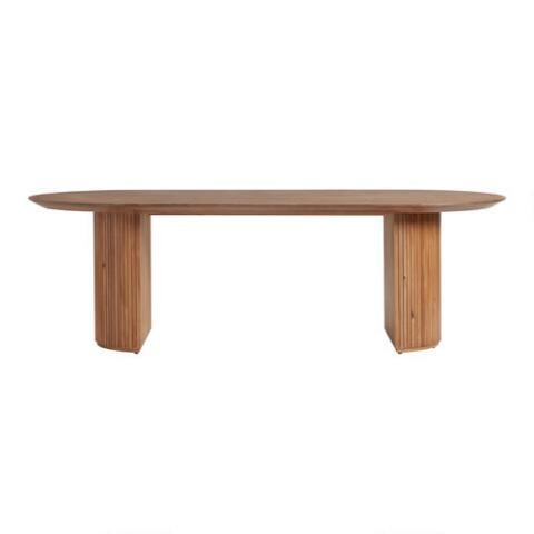 Extra Long Oval Chestnut Wood Fluted Russo Dining Table | World Market