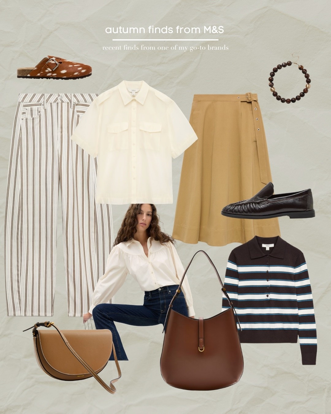 M&S, Autumn, Fall Fashion, Stripe Jeans, Sheer Top, Sheer Blouse, Cow Print, Bambi Print, Clogs, Bostons, Leather Bag, Brown Bag, Brown Leather Bag, Polo Top, Floaty Blouse, Transitional Wardrobe

#LTKuk #LTKeurope #LTKautumn