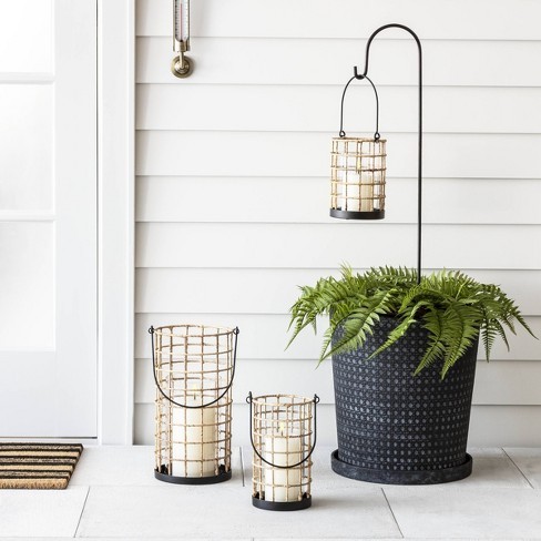 Woven Lantern with Outdoor Lamp Post - Hearth & Hand™ with Magnolia | Target