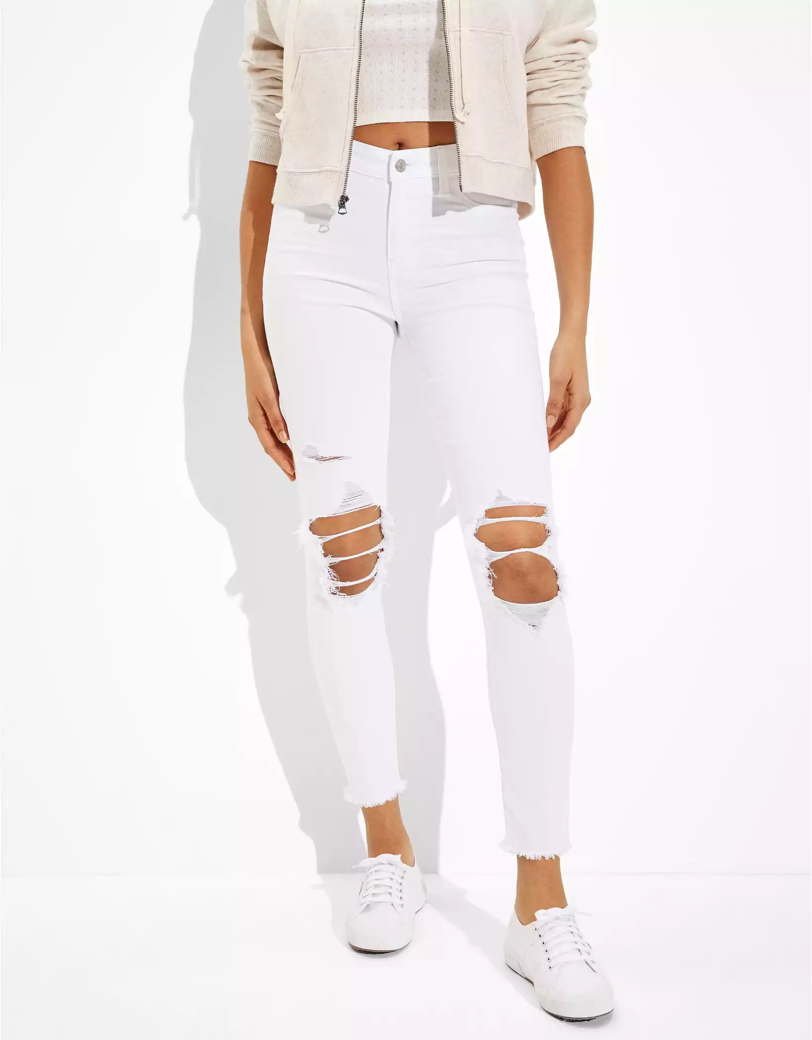 AE Ne(x)t Level Ripped High V-Rise Jegging | American Eagle Outfitters (US & CA)