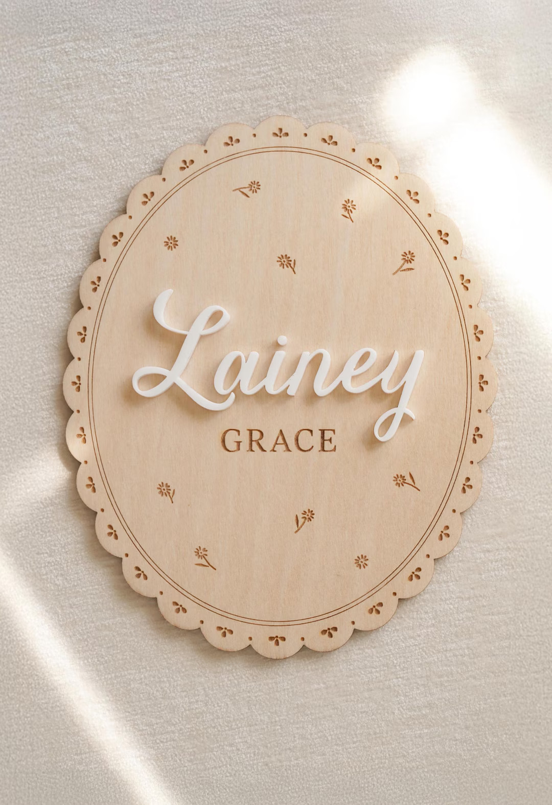 Personalized Baby Name Hospital Birth Announcement Sign – Engraved Scalloped Border | Newborn P... | Etsy (US)