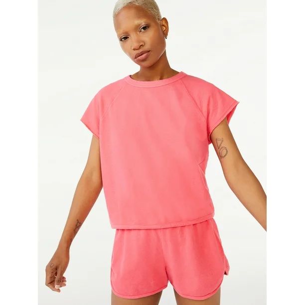 Free Assembly Women's Sweatshirt T-Shirt with Short Sleeves | Walmart (US)