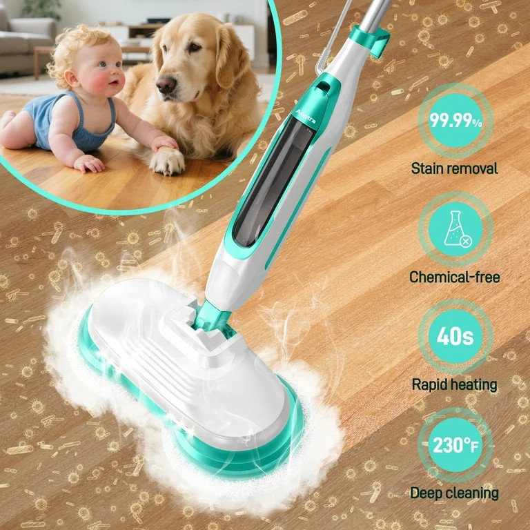 Angtra Scrubbing Steam Mop with Rotating Mop Pads, All-in-One Hard Floor Cleaner with LED Headlig... | Walmart (US)