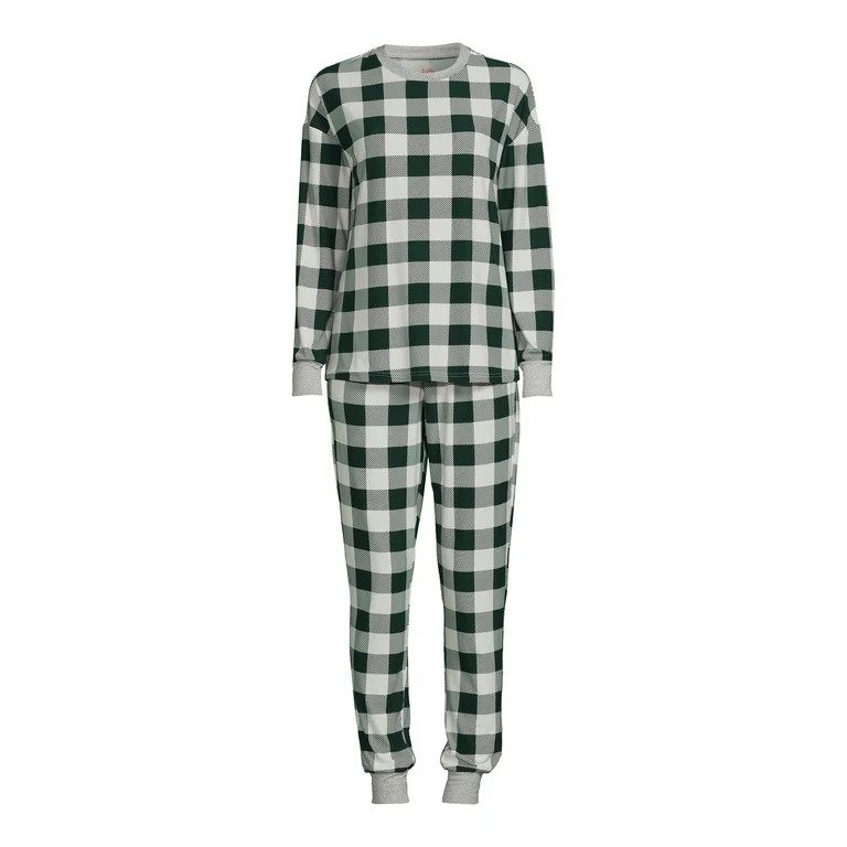 Jolly Jammies Women’s Holiday Green Plaid Matching Family Pajamas Sleepwear Set, 2-Piece, Sizes... | Walmart (US)