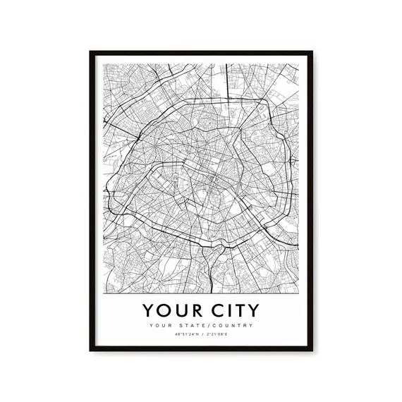 Custom Map, Aesthetic Map, Custom Map Poster, Any City, Any Town, Personalized Map, Large Map, Yo... | Etsy (US)