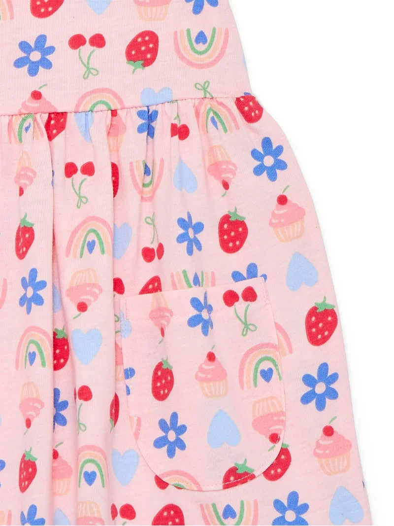 Wonder Nation Baby and Toddler Girls Play Dress with Short Sleeves, Sizes 0/3M-5T | Walmart (US)