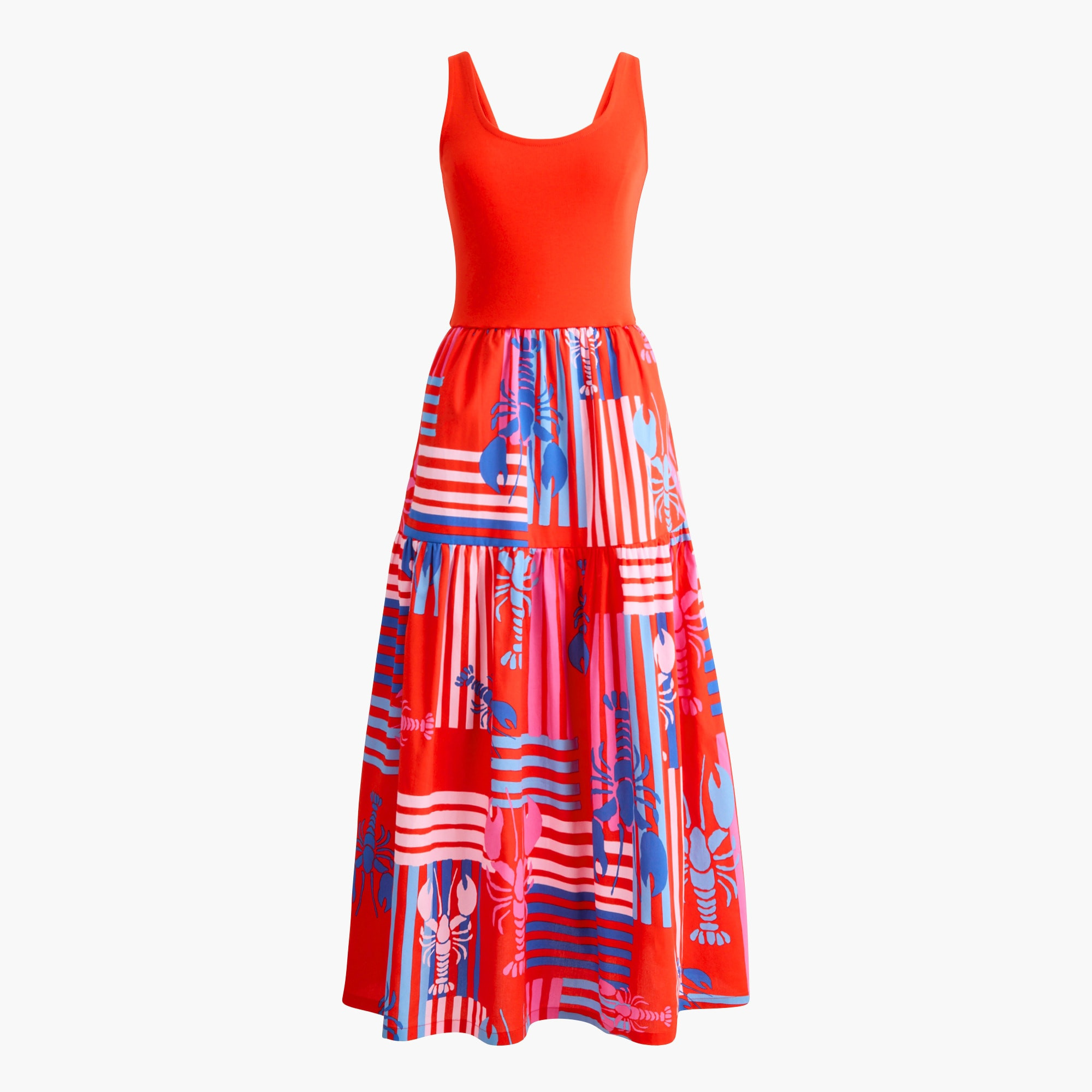 Tiered mixed-media midi dress | J.Crew Factory