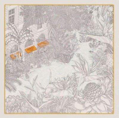 Hermes Gavroche 45 Faubourg Tropical Detail White  | eBay | eBay US