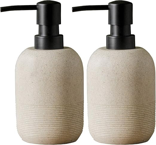 2pcs/Set Beige Hand Soap Dispenser Sets,Resin Liquid Soap Dispenser for Bathroom Countertop,Bathr... | Amazon (US)