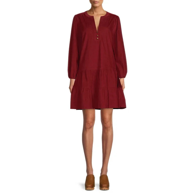 Time and Tru Women's Woven Tiered Dress - Walmart.com | Walmart (US)