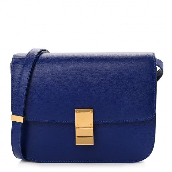 CELINE Liege Calfskin Medium Classic Box Flap Bag Indigo | FASHIONPHILE | Fashionphile