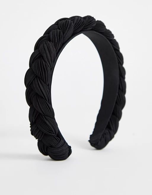 ASOS DESIGN – Geflochtenes Haarband aus schwarzem Plissee | ASOS DE