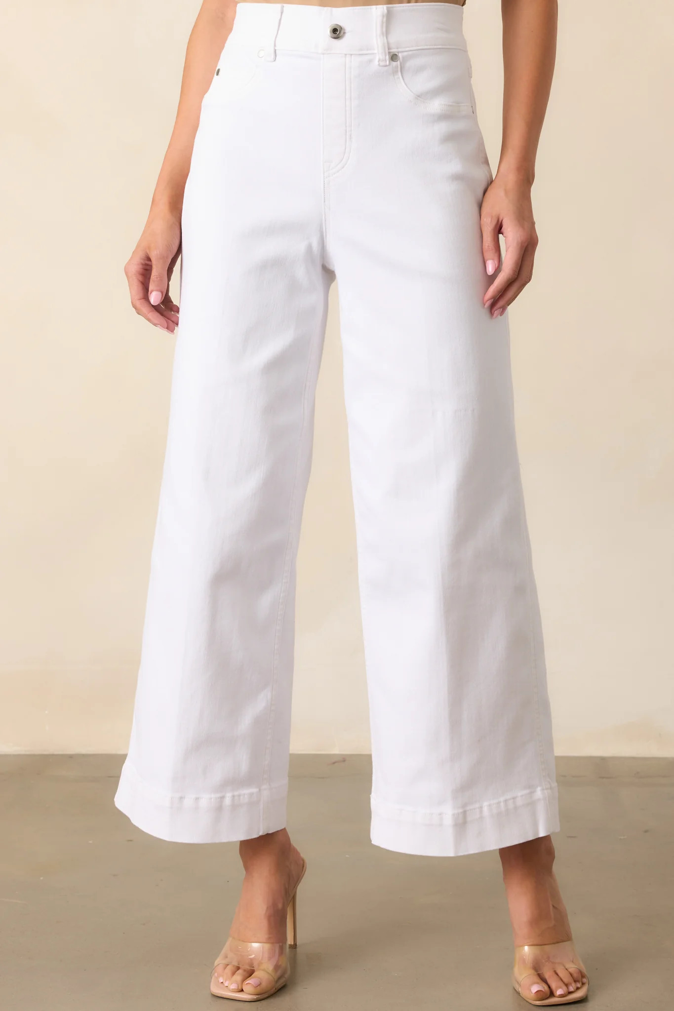 SPANX® White Pull-On Cropped Wide Leg Jeans | Red Dress