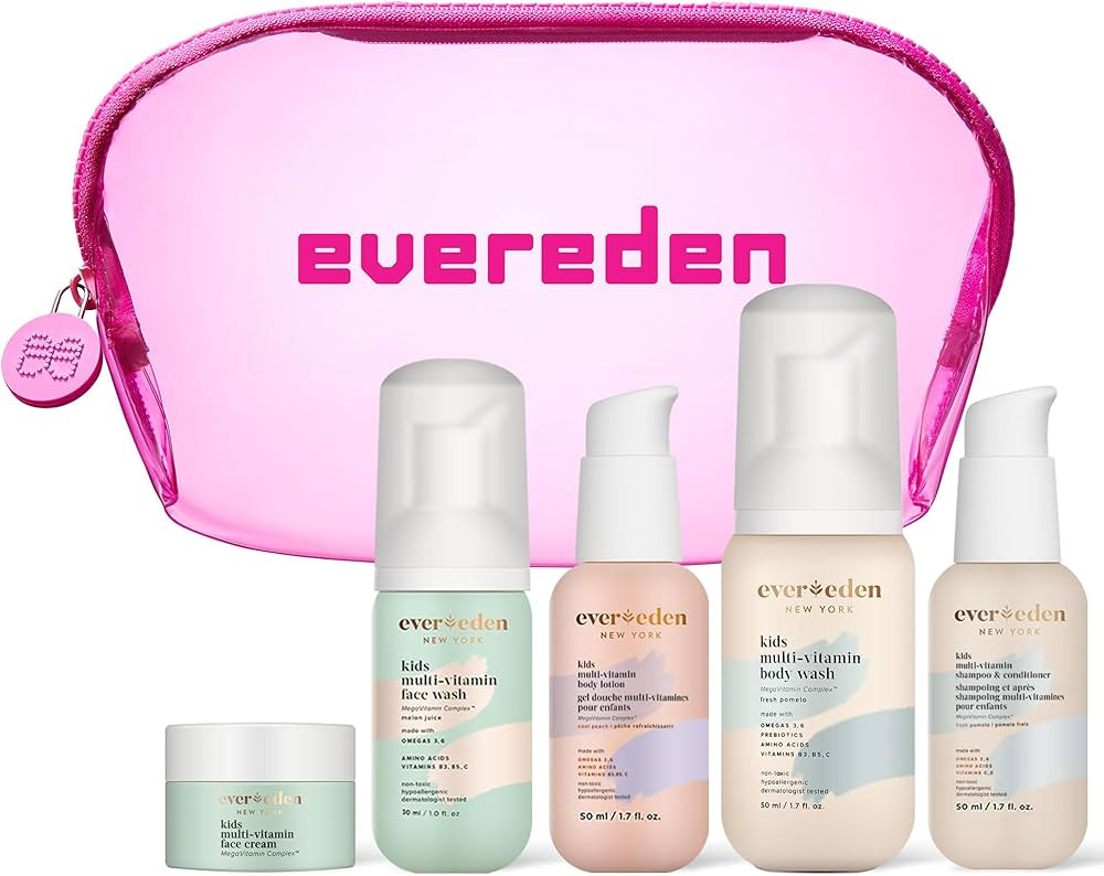 Evereden Kids Travel Set: Clean & Vegan 5-Piece Skin Care Set for Kids | Multi-Vitamin Kids Skin ... | Amazon (US)