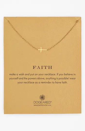 Women's Dogeared 'Reminder - Faith' Sideways Cross Pendant Necklace | Nordstrom