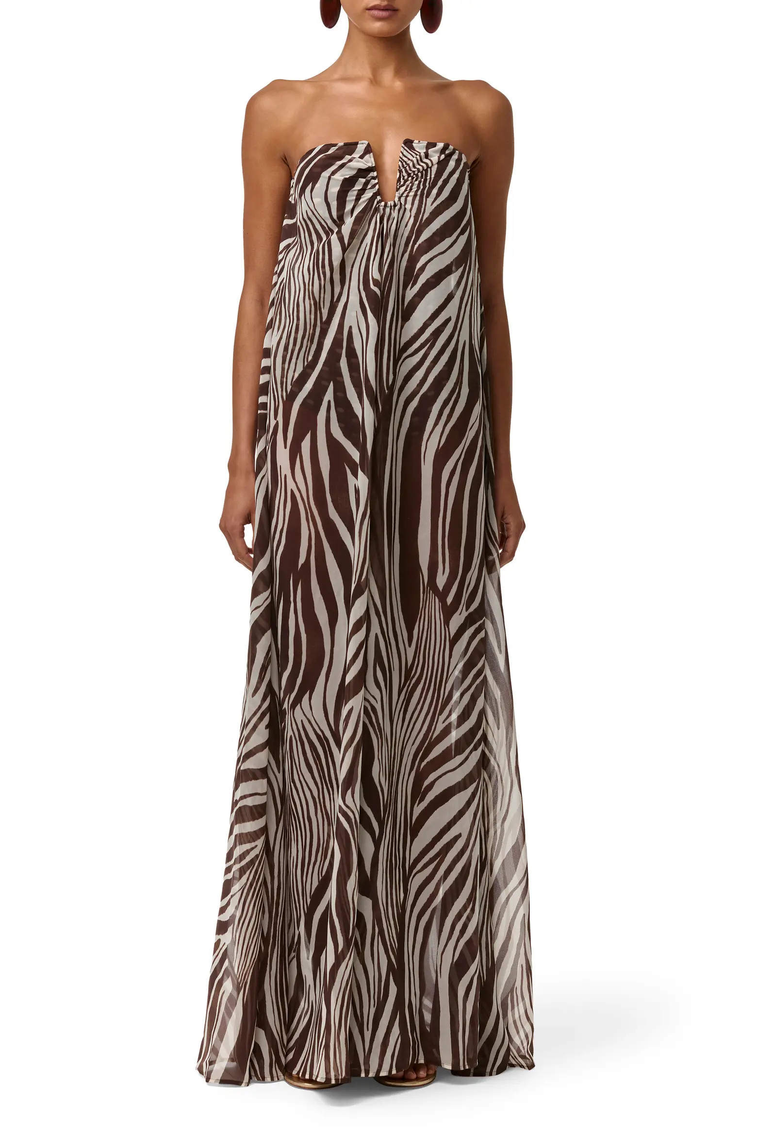 Naked Wardrobe Abstract Animal Print Strapless Wide Leg Chiffon Jumpsuit (Women) | Nordstrom | Nordstrom