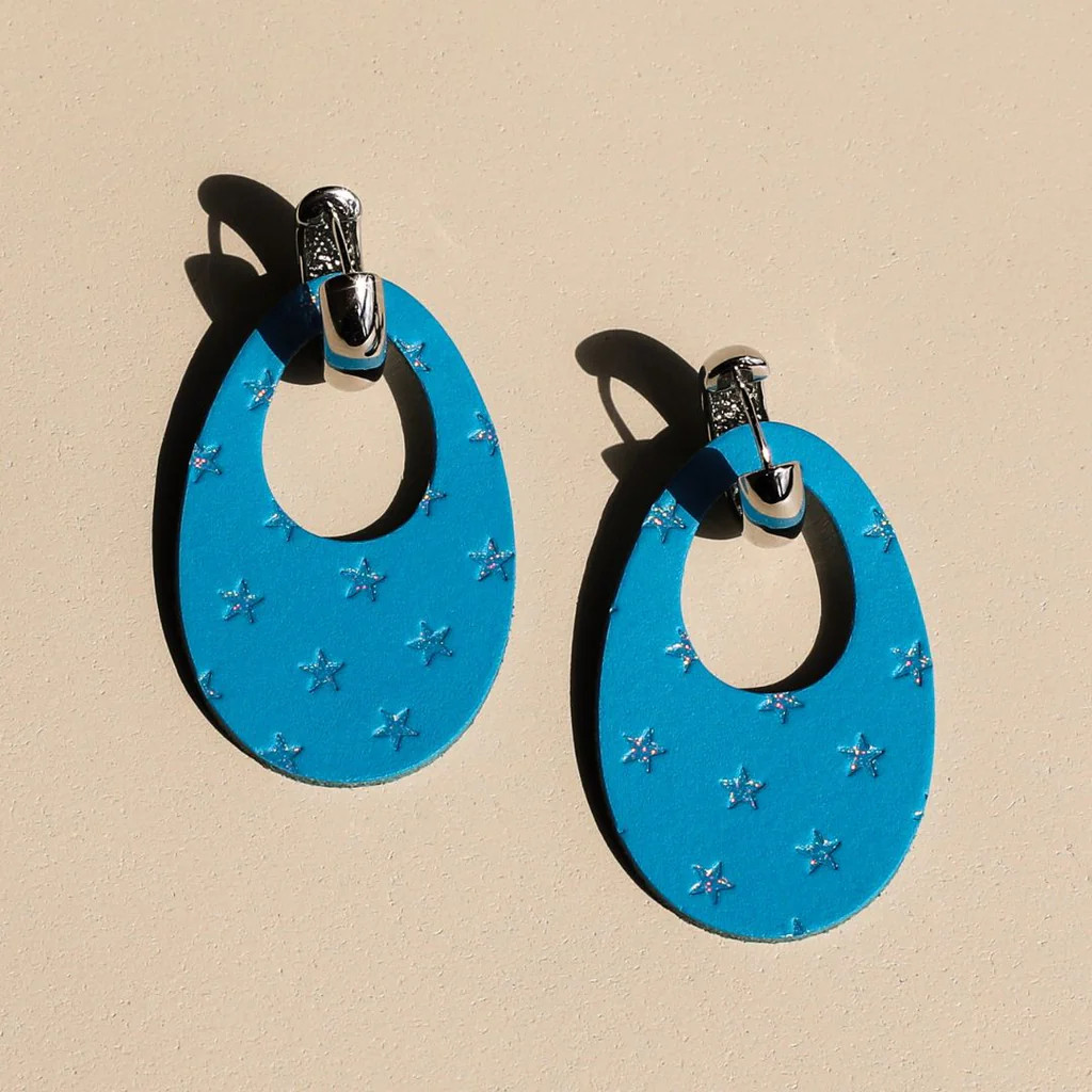 Seabreeze Star Olivia Leather Hoop Earrings | Nickel and Suede