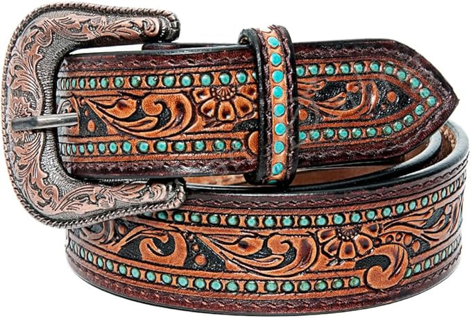 American Darling Beautifully Hand Tooled Brown Genuine American Leather Belt Men and Women Wester... | Amazon (US)