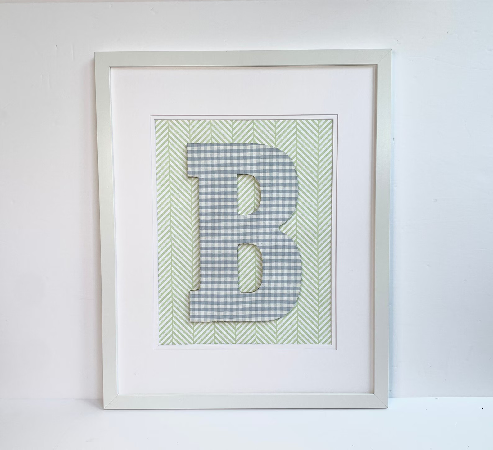 Framed Boys Nursery Letter, Blue Gingham Initial, Green Decor - Etsy | Etsy (US)