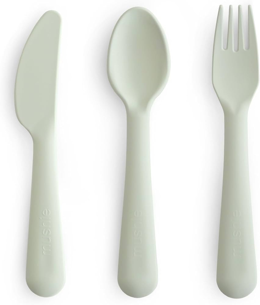 mushie Dinnerware Cutlery Set of 3 For Kids | Made in Denmark (Sage) | Amazon (US)