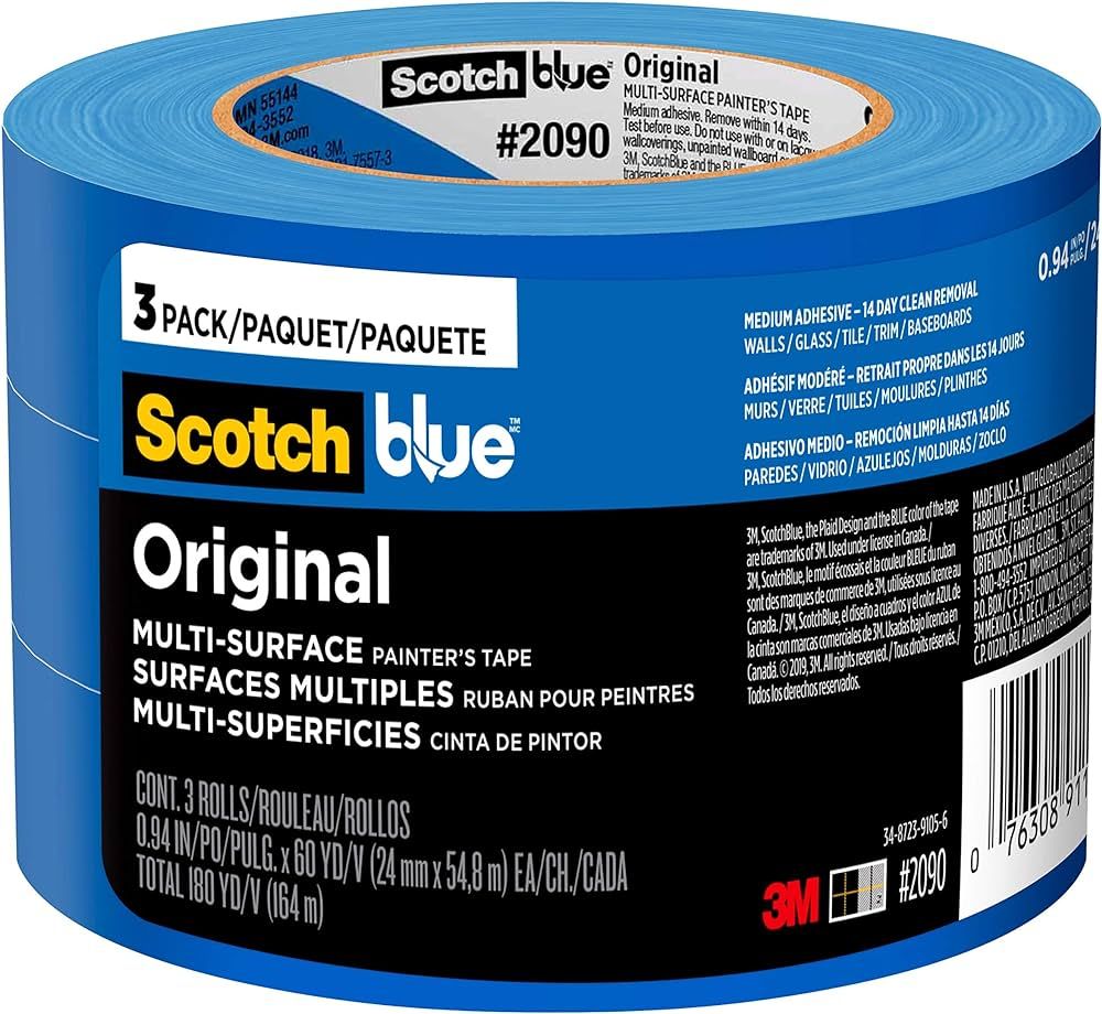 ScotchBlue Original Multi-Surface Painter's Tape, 0.94 Inches x 60 Yards, 3 Rolls, Blue, Paint Ta... | Amazon (US)