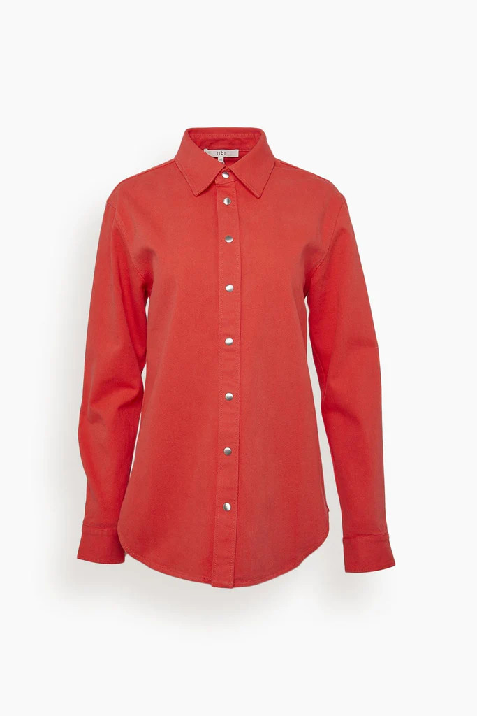 Twill Easy Shirt in Red | Hampden Clothing