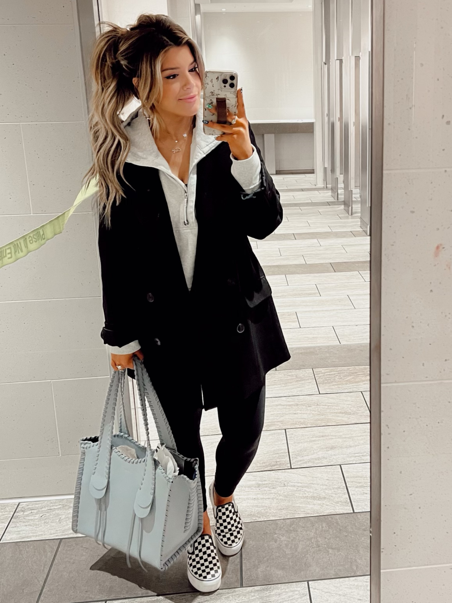Airport Fit
Leggings- Free People
Pullover- Lululemon 
Blazer- Free People 
Purse- Chloe Medium Mony Tote in Storm Blue 

#LTKstyletip #LTKtravel #LTKshoecrush