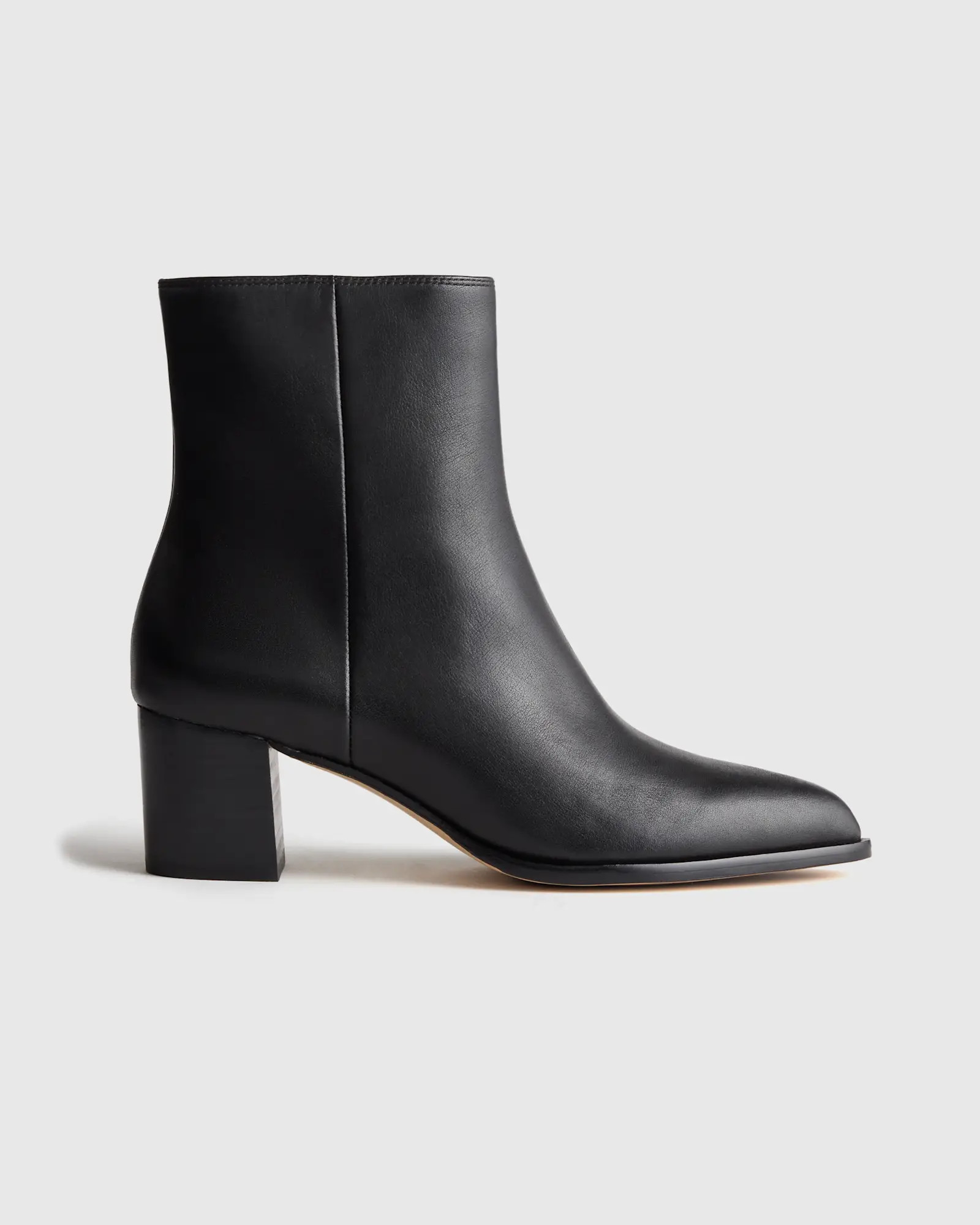 Italian Leather Heeled Ankle Boot in Black | Quince