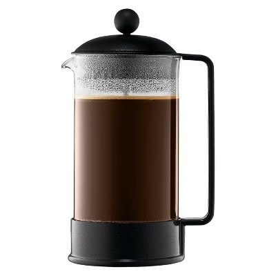 Bodum Brazil 8 Cup 34oz French Press Coffee Maker Black: Glass Carafe, Dishwasher-Safe, Manual Co... | Target