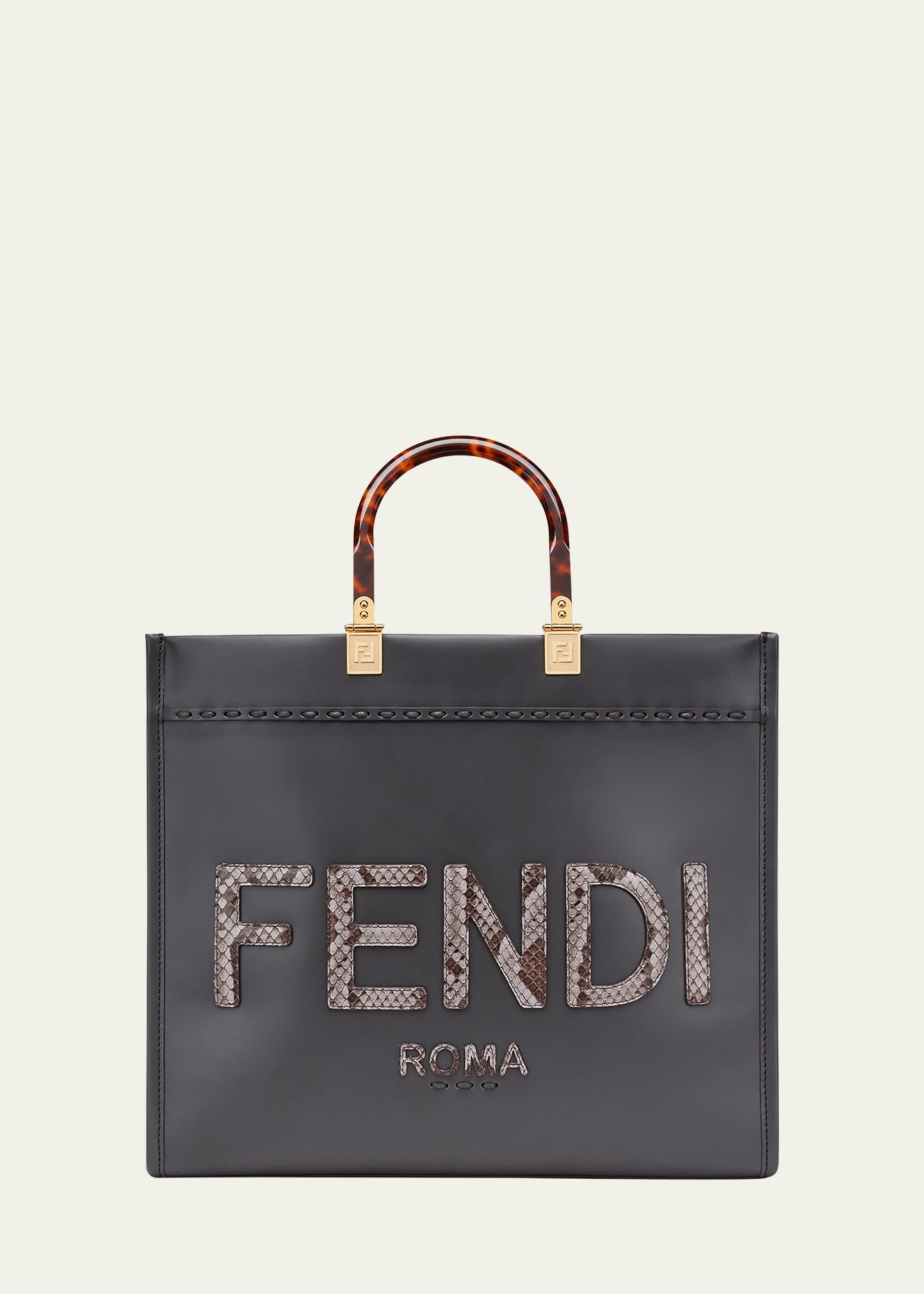 Fendi Sunshine Medium Python-Embossed Logo Top-Handle Bag | Bergdorf Goodman