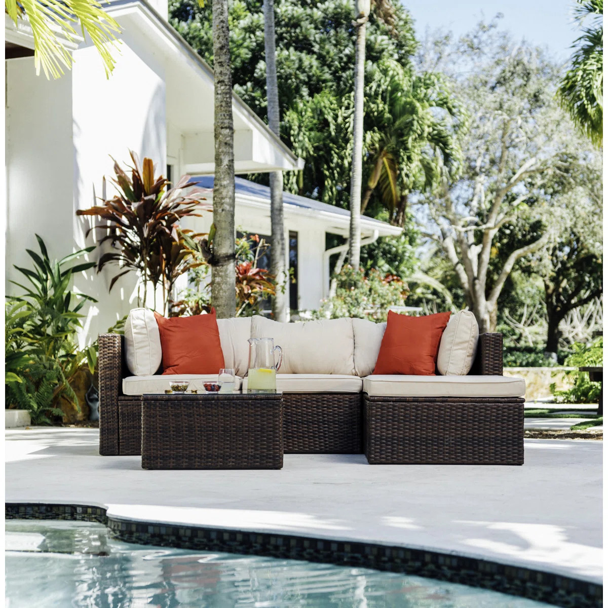 Slunce 4 - Person Outdoor Seating Group with Cushions (Set Of 5) | Wayfair North America